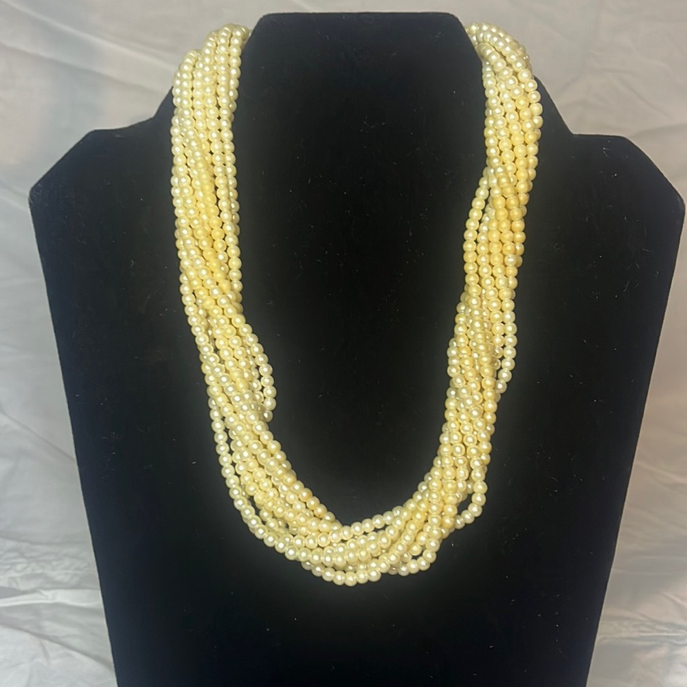 Faux pearl twisted strand necklace